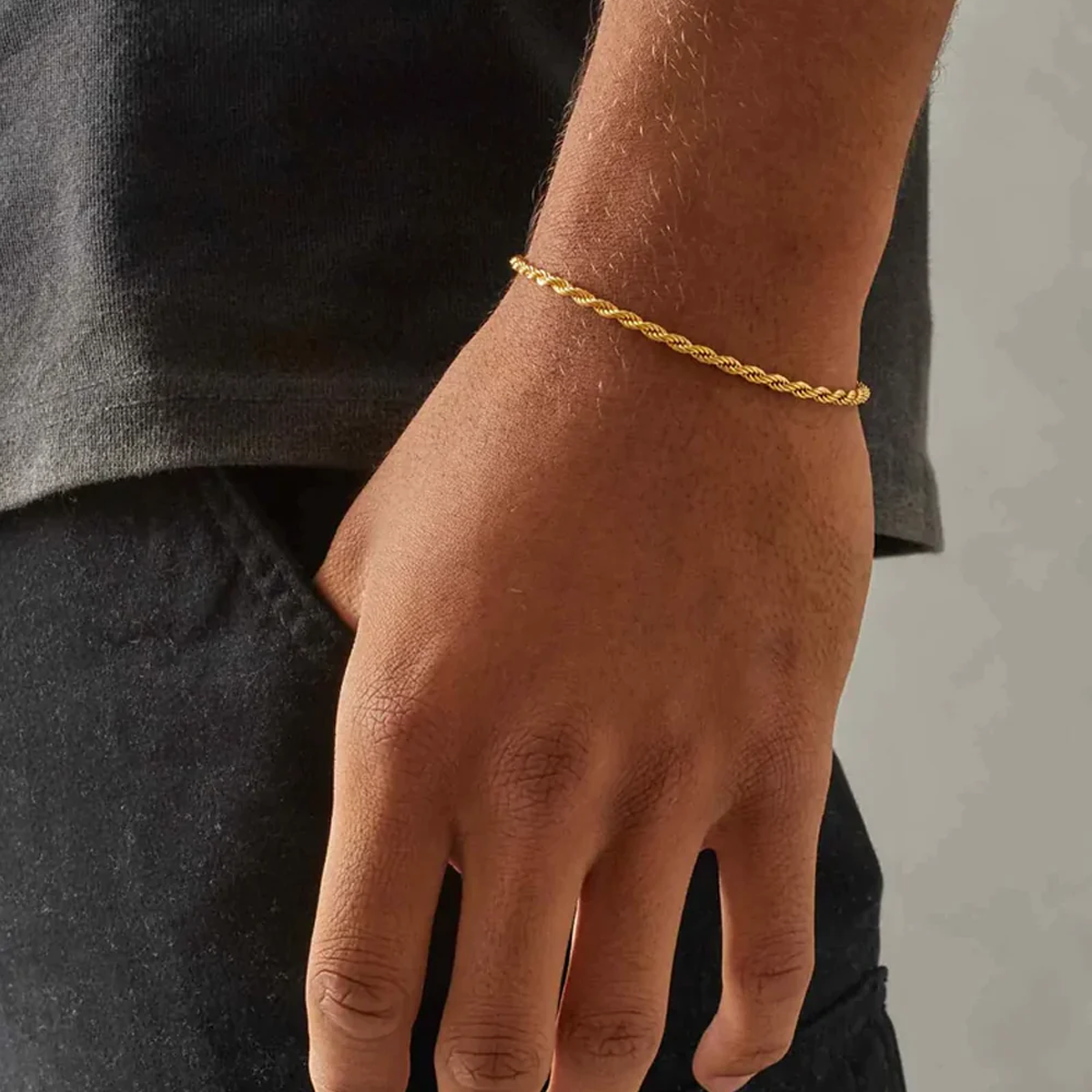 GOBRET. | 3MM Guld Rope Armbånd 18K
