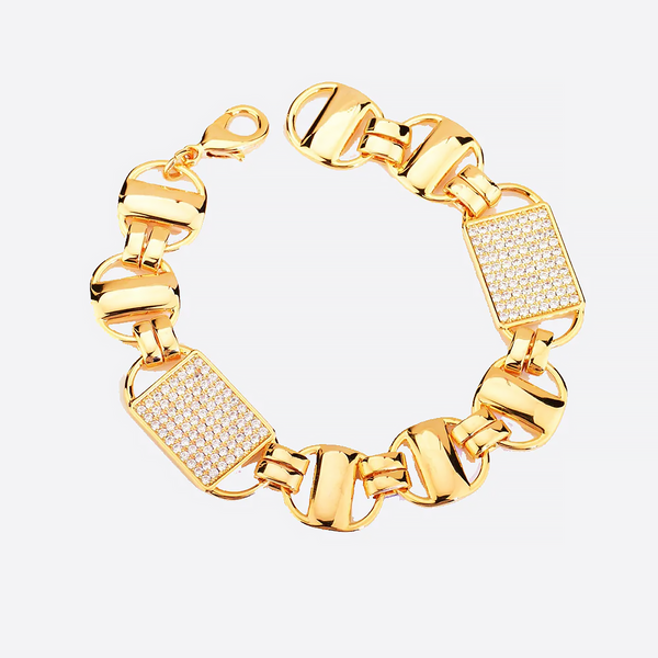 KINGTY. | Fladt Magnum King-armbånd i guld med diamanter 18K